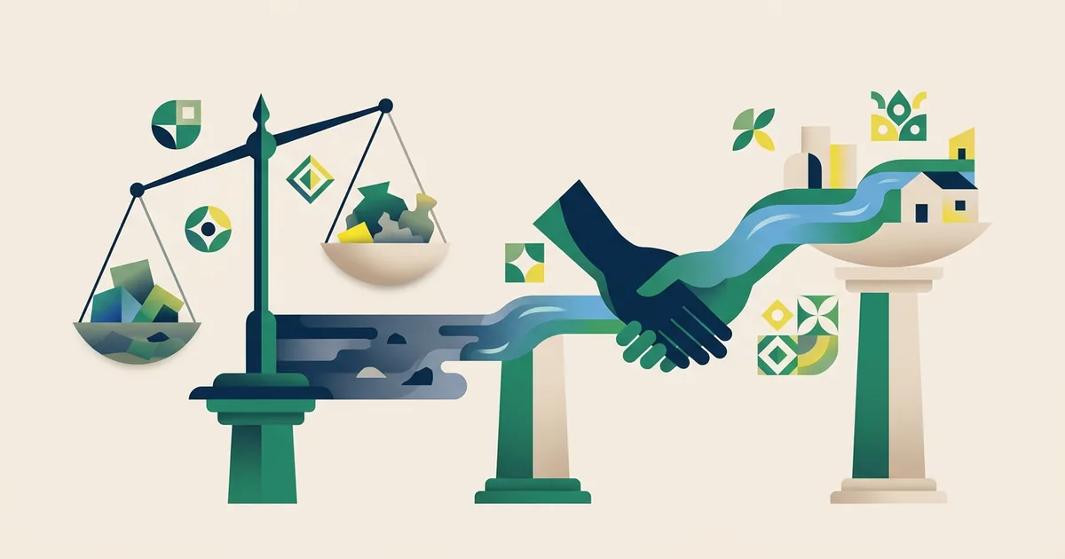 Ilustração educacional sobre A poluição dos rios e seus efeitos na ampliação da vulnerabilidade social de populações ribeirinhas no Brasil (Direito e Cidadania)