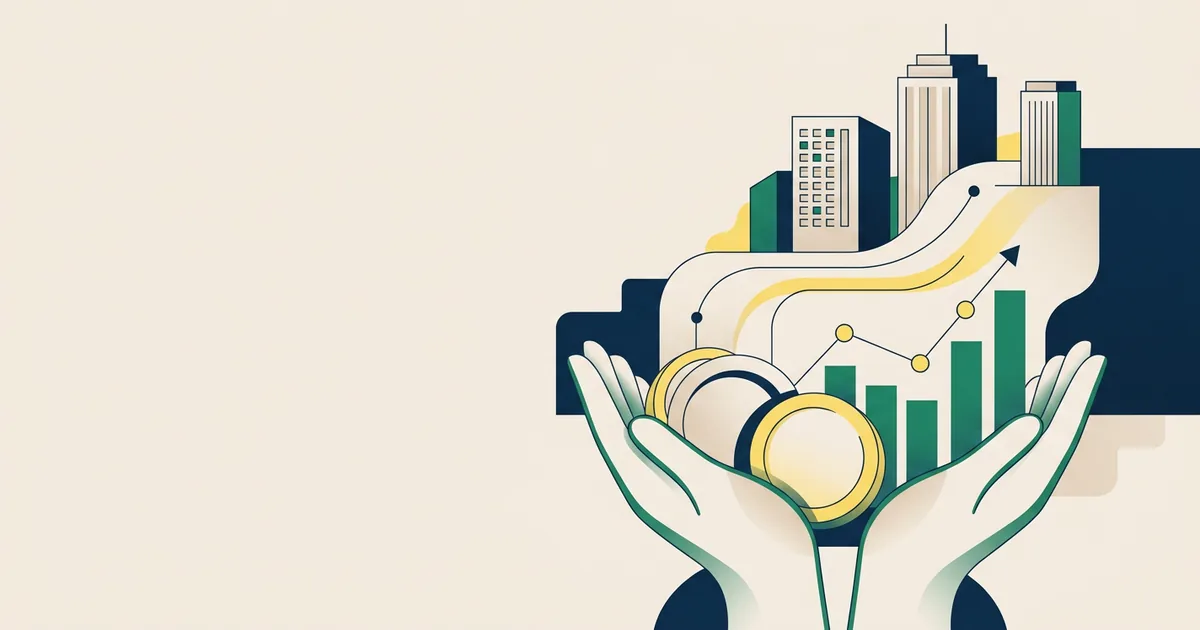 Ilustração educacional sobre Educação financeira como ferramenta de autonomia para jovens brasileiros (Economia)