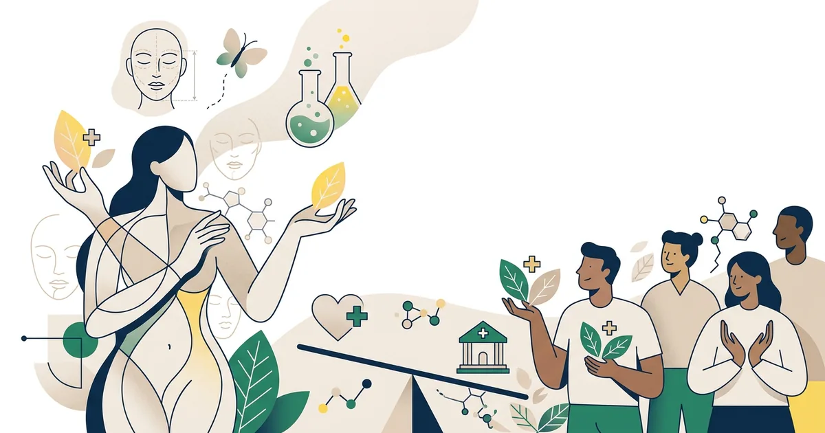 Ilustração educacional sobre O crescimento das cirurgias estéticas e os desafios para a saúde pública (Saúde e Ciência)